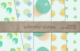 Watercolor Stamp Patterns 