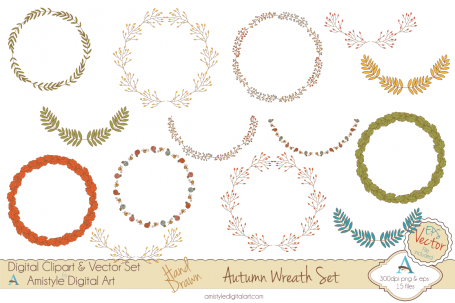 Autumn Wreath - Clipart &