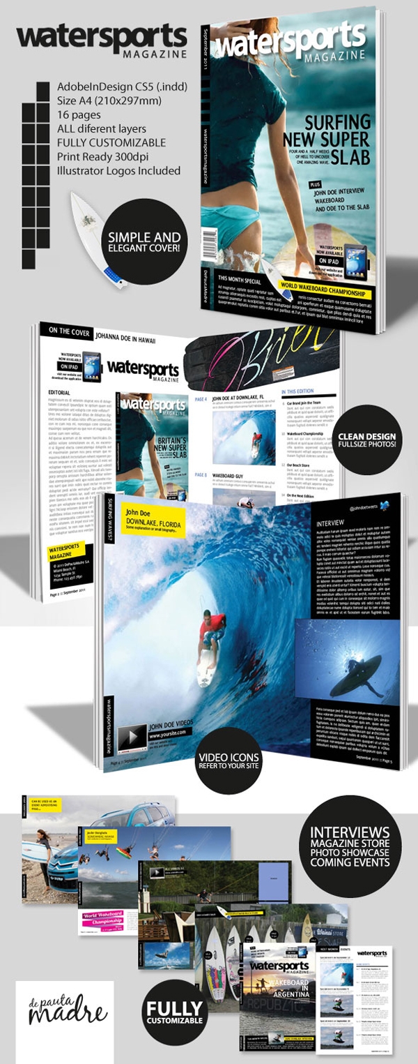 Download WaterSports Indesign Magazine Template 