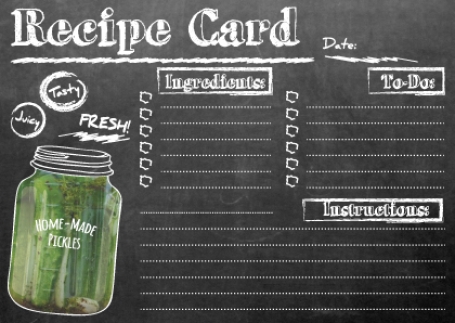 Chalkboard Recipe Card - Pickles