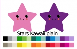 Stars Kawaii - Clipart - 30 colors