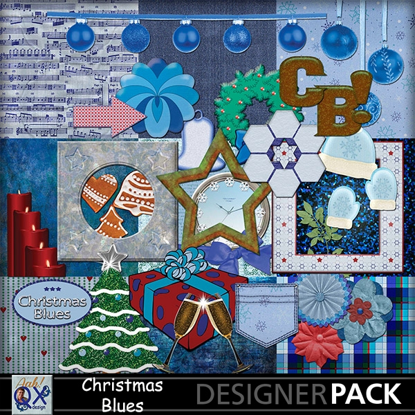 Download Christmas Blues digital scrapkit 