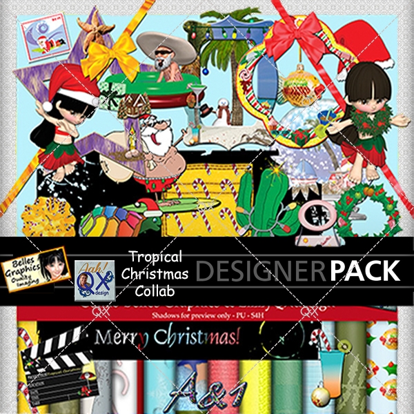 Download Tropical Christmas collab digital scrapkit 