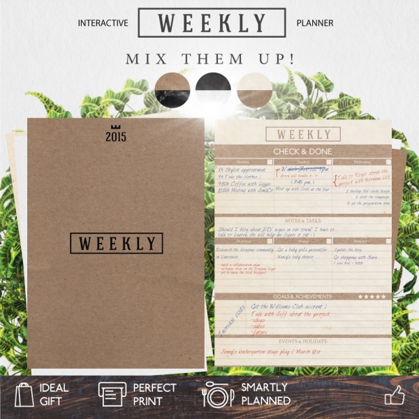 Download Weekly Planner | Earth Beige+Silver Delight+Chocolate Mousse 