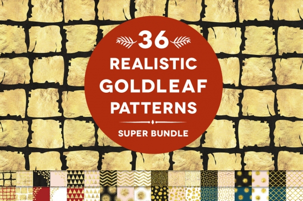 Download 36 Realistic Gold Leaf Digital Patterns 