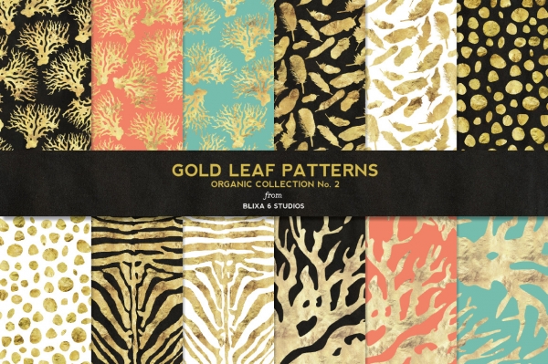 Download Gold Leaf Digital Organic Patterns Collection No. 2 