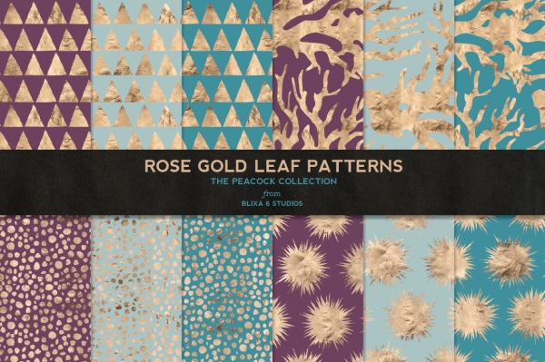 Download Rose Gold Leaf Digital Pattern Collection No. 2 