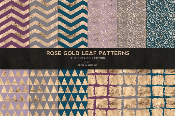 Download Rose Gold Leaf Digital Geometric Patterns No.3 