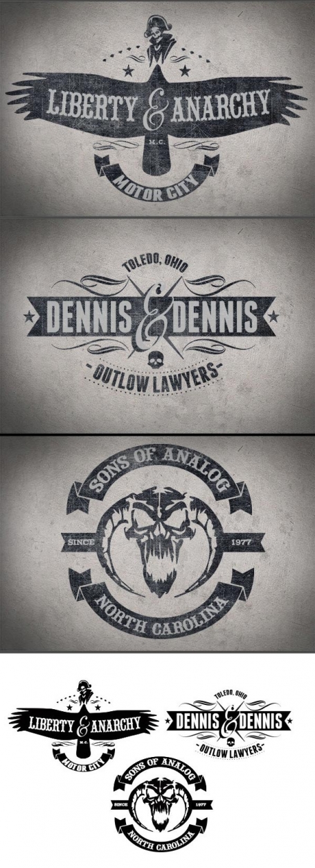 3 vector Logos in Clean and Grunge
