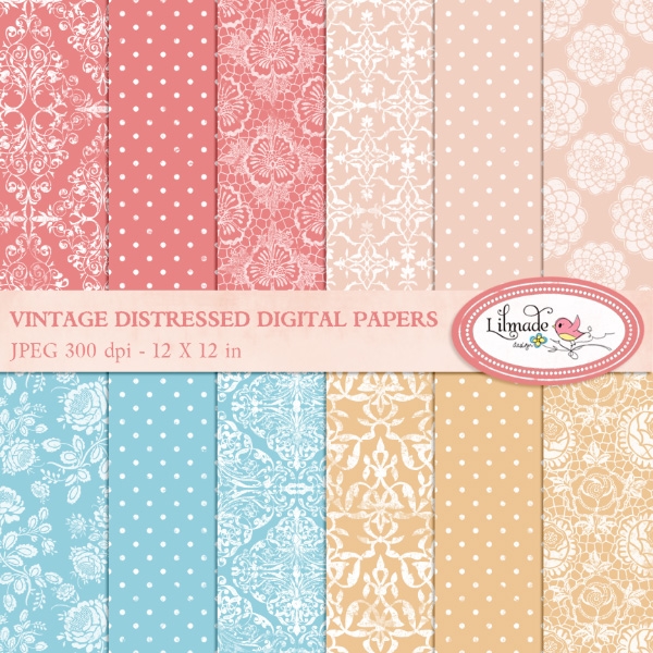 Download Vintage distressed digital papers 