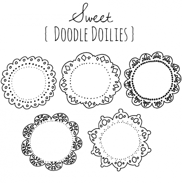 Download 5 Cute Doodle Doilies 