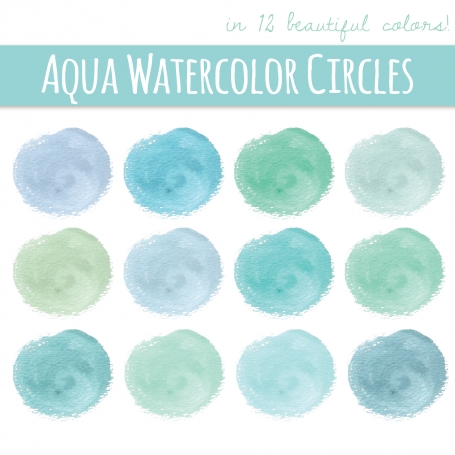 Aqua Watercolor Circles Clip Art