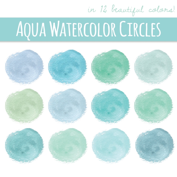 Download Aqua Watercolor Circles Clip Art 