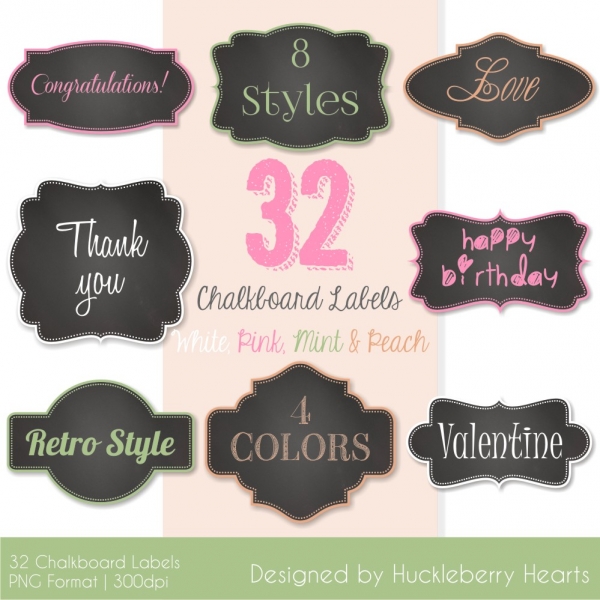 Download Chalkboard Labels, Chalkboard Clipart, Pink, Mint, Peach Borders 