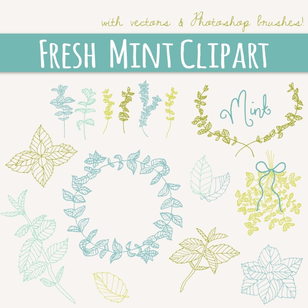 Download Fresh Mint Sprigs Clip Art 