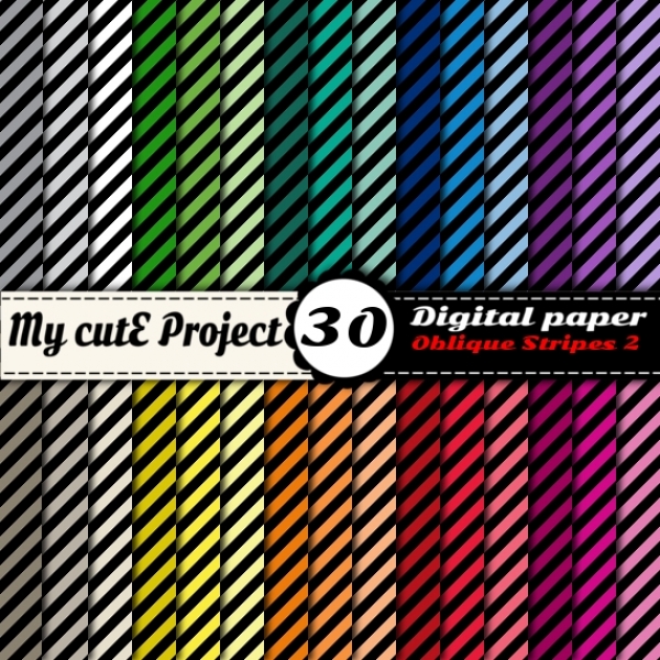 Download Stripes Oblique 2 - DIGITAL PAPER Pack - A4 & 12x12 inches 
