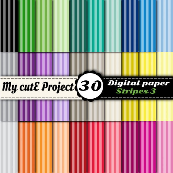 Download Stripes 3 - DIGITAL PAPER Pack - A4 & 12x12 inches 