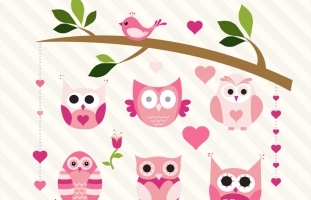 Valentine Owls Clipart