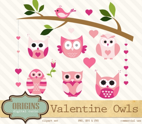 Valentine Owls Clipart