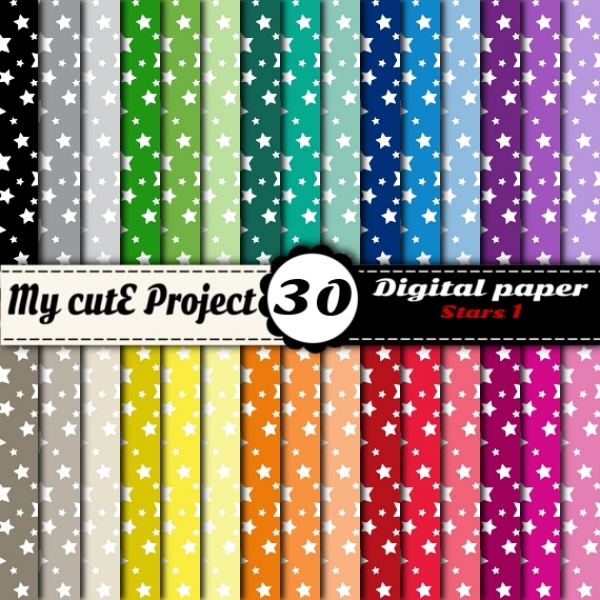 Download Stars 1 - DIGITAL PAPER Pack - A4 & 12x12 inches 