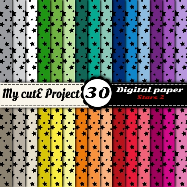 Download Stars 2 - DIGITAL PAPER Pack - A4 & 12x12 inches 