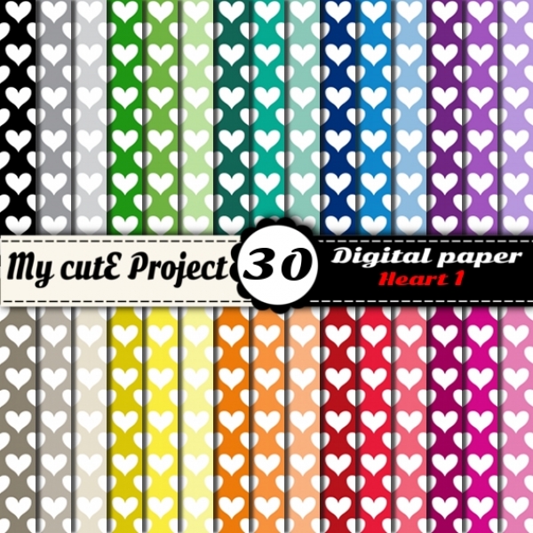 Download Hearts 1 - DIGITAL PAPER Pack - A4 & 12x12 inches 