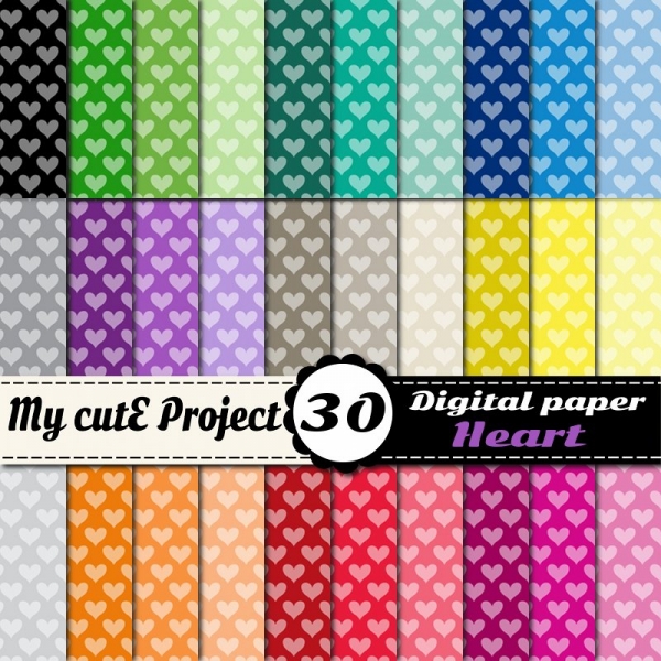 Download Hearts 3 - DIGITAL PAPER Pack - A4 & 12x12 inches 