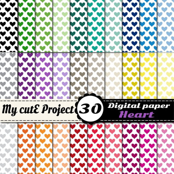 Download Hearts 4 - DIGITAL PAPER Pack - A4 & 12x12 inches 