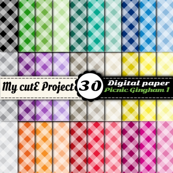 Download Picnic Gingham 1 - DIGITAL PAPER Pack - A4 & 12x12 inches 