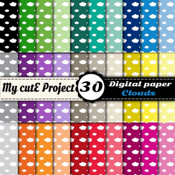 Download Cloud - DIGITAL PAPER Pack - A4 & 12x12 inches 
