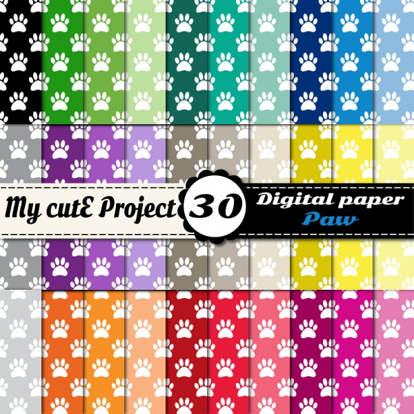 Download Paw prints 1 - DIGITAL PAPER Pack - A4 & 12x12 inches 