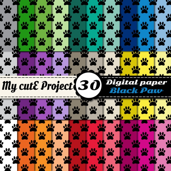 Download Paw prints 2 - DIGITAL PAPER Pack - A4 & 12x12 inches 