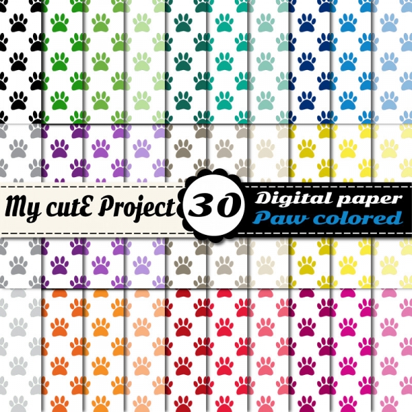 Download Paw prints 4 - DIGITAL PAPER Pack - A4 & 12x12 inches 