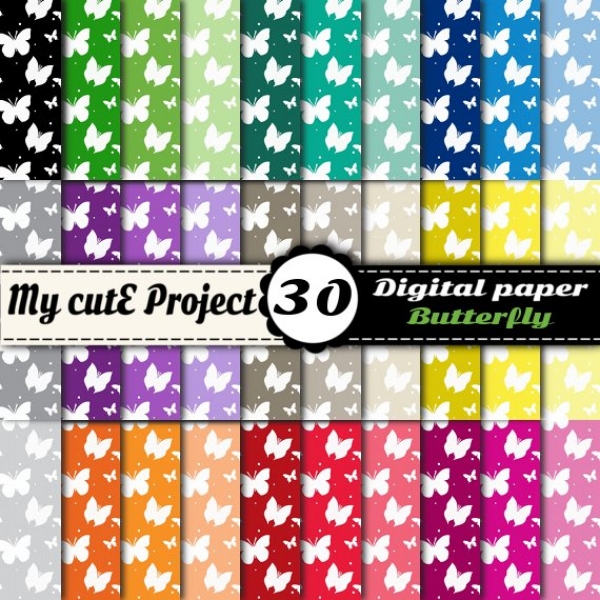 Download Butterfly - DIGITAL PAPER Pack - A4 & 12x12 inches 