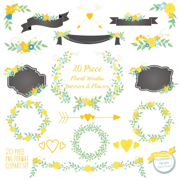 Download Floral Clipart, Flower clipart, Wedding Clipart, Yellow Flowers 