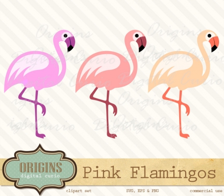 Pink Flamingos Clipart Vectors