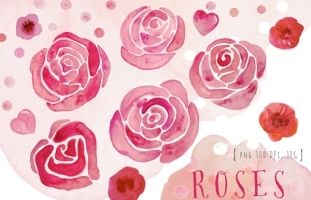 Watercolor roses clip art