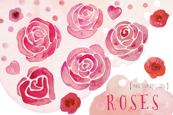 Download Watercolor roses clip art 