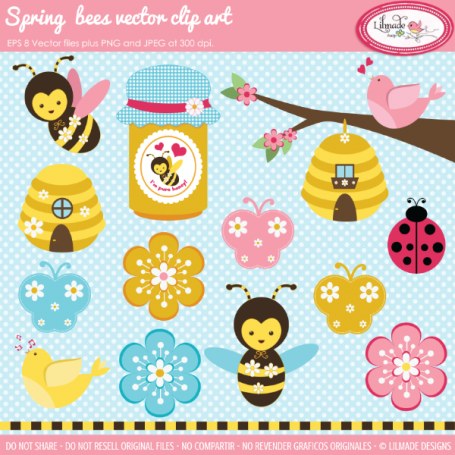 Bees and bugs clip arts