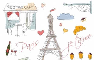 Paris Postcard Hand Drawn