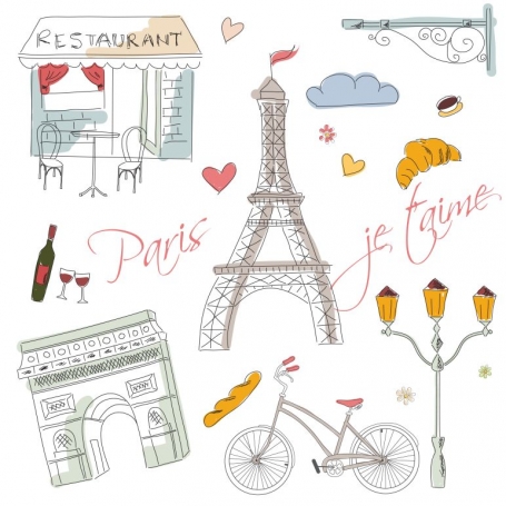 Paris Postcard Hand Drawn