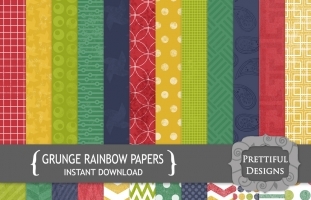 Grunge Rainbow Digital Paperpack