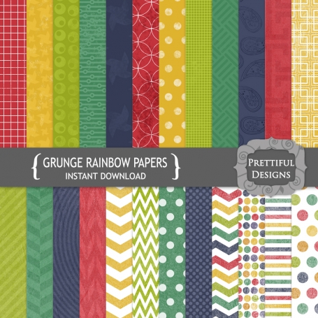 Grunge Rainbow Digital Paperpack