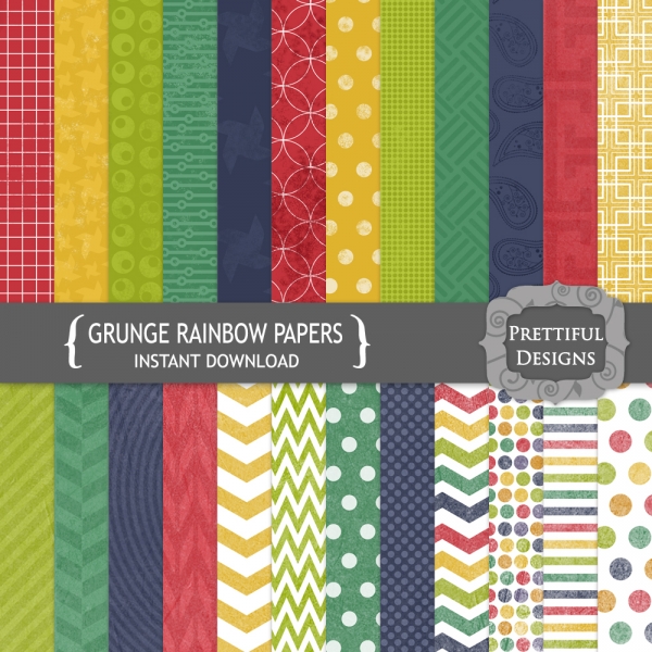Download Grunge Rainbow Digital Paperpack 