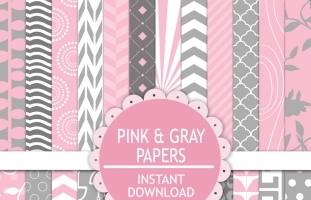 Pink and Gray Digital Paperpack