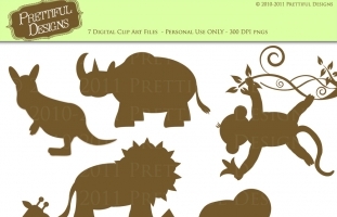 Zoo Animal Clip Art Silhouettes