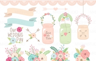 Wedding Mason Jars ClipArt