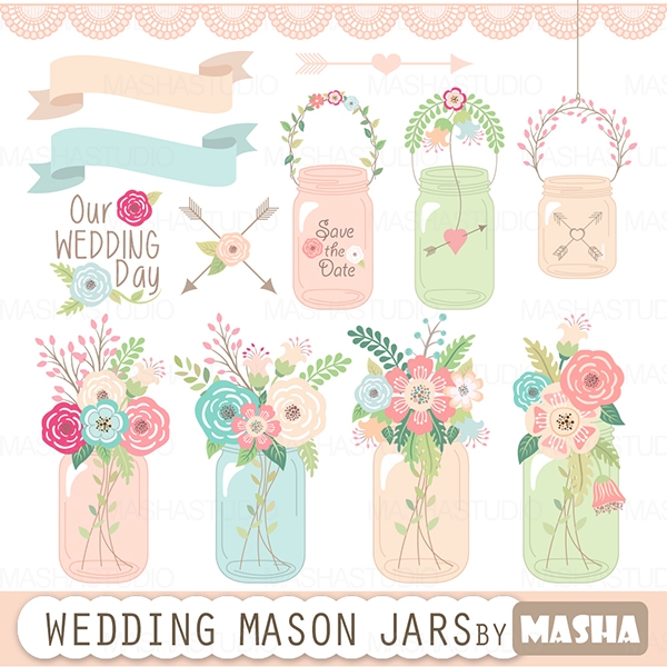 Download Wedding Mason Jars ClipArt 