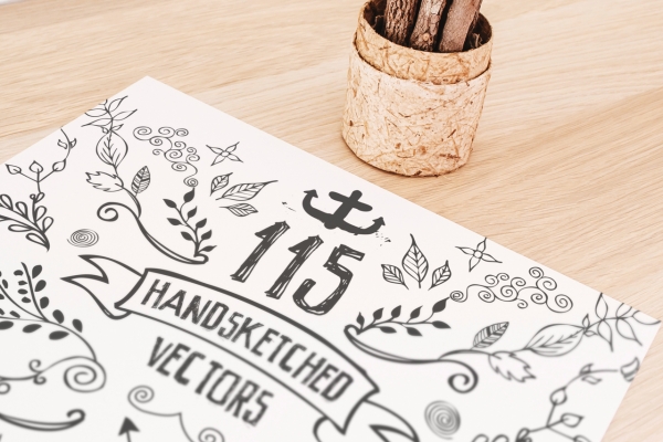 Download 115 Handsketched Vector Elements Kit 