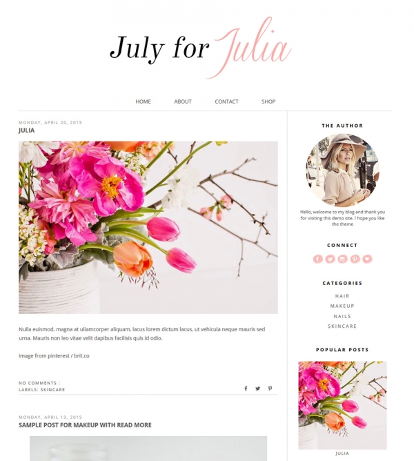 Download Premade Blogger Template - JULIA 